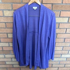 J. Jill Cardigan Sweater 100% Linen Open Front Purple Women Size Large